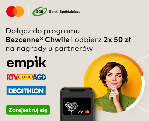 Odbierz 2 x 50 zł na zakupy u partnerów programu Mastercard® Bezcenne® Chwile